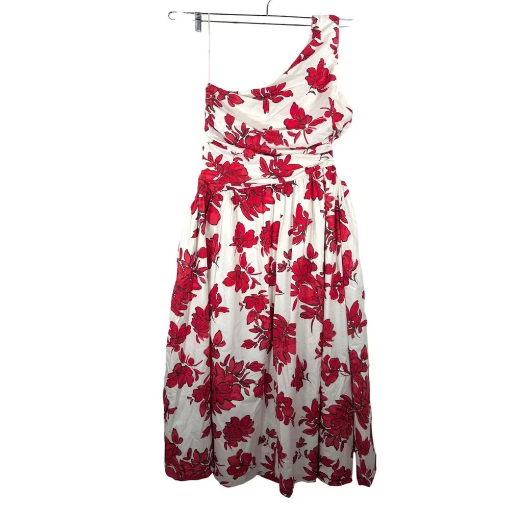 Abercrombie & Fitch Chase One shoulder Cutout floral‎ dress red sz XLP
